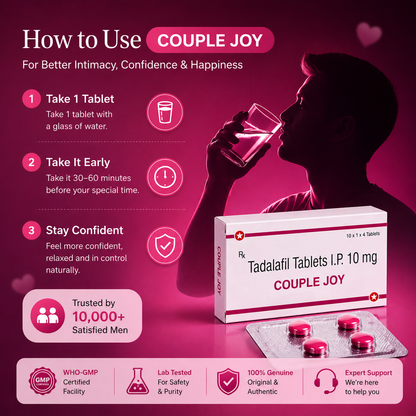 COUPLE JOY | MEN’S PERFORMANCE BOOST | TADALAFIL 10 MG | PACK OF 10 | 40 TABLETS